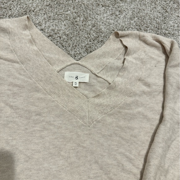 EUC | Lou & Grey Bat Wing Double V-Neck Poncho Style Sweater | Color: Oatmeal - Picture 4 of 4